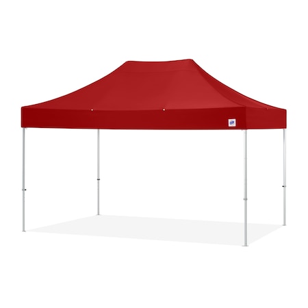 E-Z Up TAA Compliant Endeavor Shelter, 10' W x 15' L, Gray Aluminum Frame, Red Top END3A15KMCRD